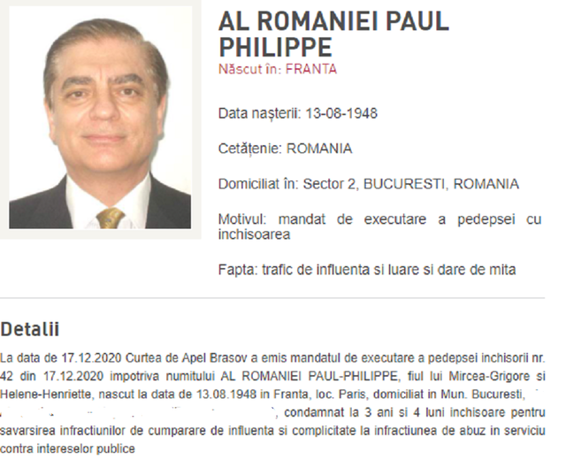 Curtea de Casaţie a Franţei a respins recursul lui Paul de România împotriva hotărârii Curţii de apel Paris care a decis predarea sa către România pentru executarea pedepsei / Decizia este definitivă